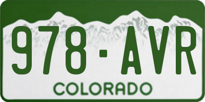 CO license plate 978AVR