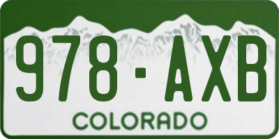 CO license plate 978AXB