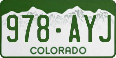 CO license plate 978AYJ