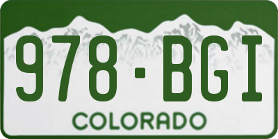 CO license plate 978BGI