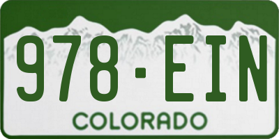 CO license plate 978EIN