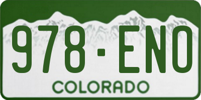 CO license plate 978ENO