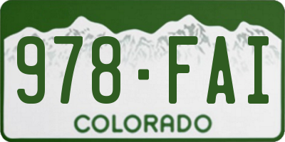 CO license plate 978FAI