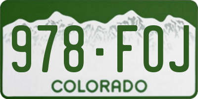 CO license plate 978FOJ