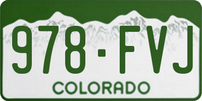 CO license plate 978FVJ