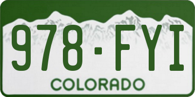 CO license plate 978FYI