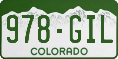 CO license plate 978GIL