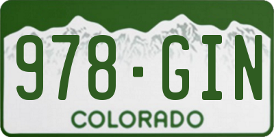 CO license plate 978GIN