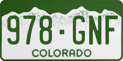 CO license plate 978GNF