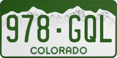 CO license plate 978GQL