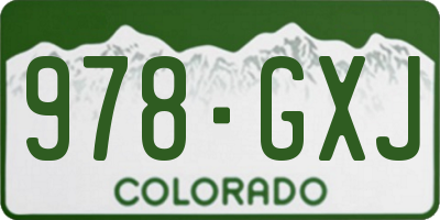 CO license plate 978GXJ
