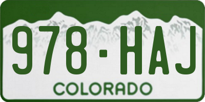 CO license plate 978HAJ