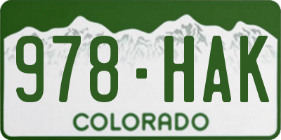 CO license plate 978HAK