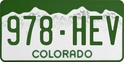 CO license plate 978HEV