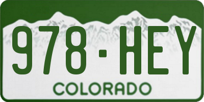 CO license plate 978HEY