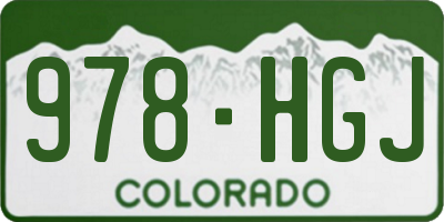 CO license plate 978HGJ