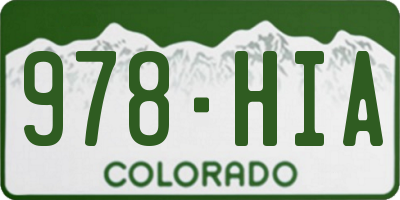 CO license plate 978HIA