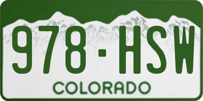 CO license plate 978HSW