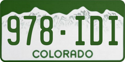 CO license plate 978IDI