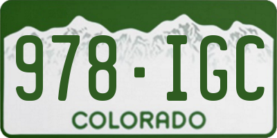 CO license plate 978IGC