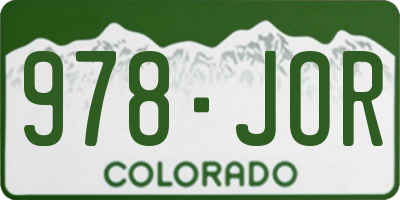 CO license plate 978JOR