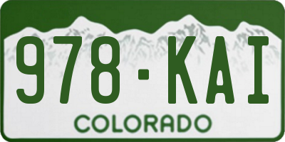 CO license plate 978KAI
