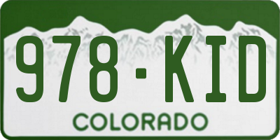 CO license plate 978KID