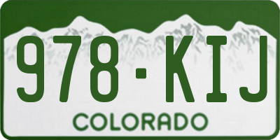 CO license plate 978KIJ