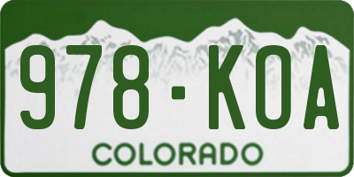 CO license plate 978KOA