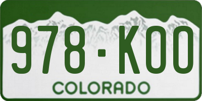CO license plate 978KOO
