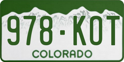 CO license plate 978KOT