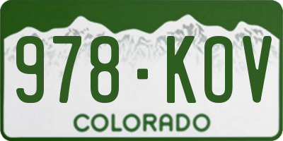 CO license plate 978KOV