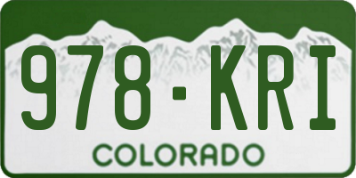 CO license plate 978KRI