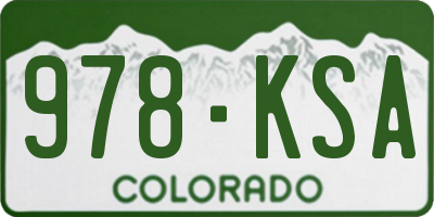 CO license plate 978KSA