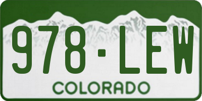 CO license plate 978LEW