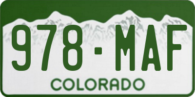 CO license plate 978MAF