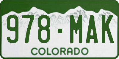 CO license plate 978MAK