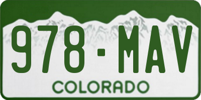 CO license plate 978MAV