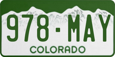 CO license plate 978MAY