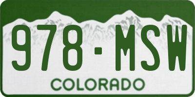 CO license plate 978MSW