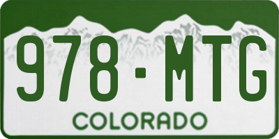 CO license plate 978MTG