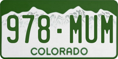 CO license plate 978MUM