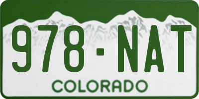 CO license plate 978NAT