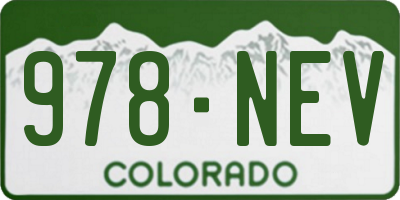 CO license plate 978NEV