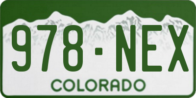 CO license plate 978NEX