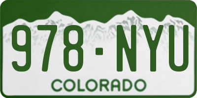 CO license plate 978NYU