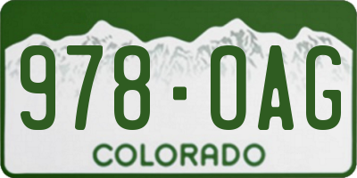 CO license plate 978OAG