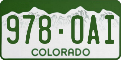 CO license plate 978OAI