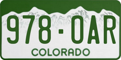 CO license plate 978OAR