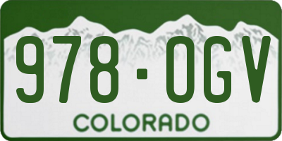 CO license plate 978OGV